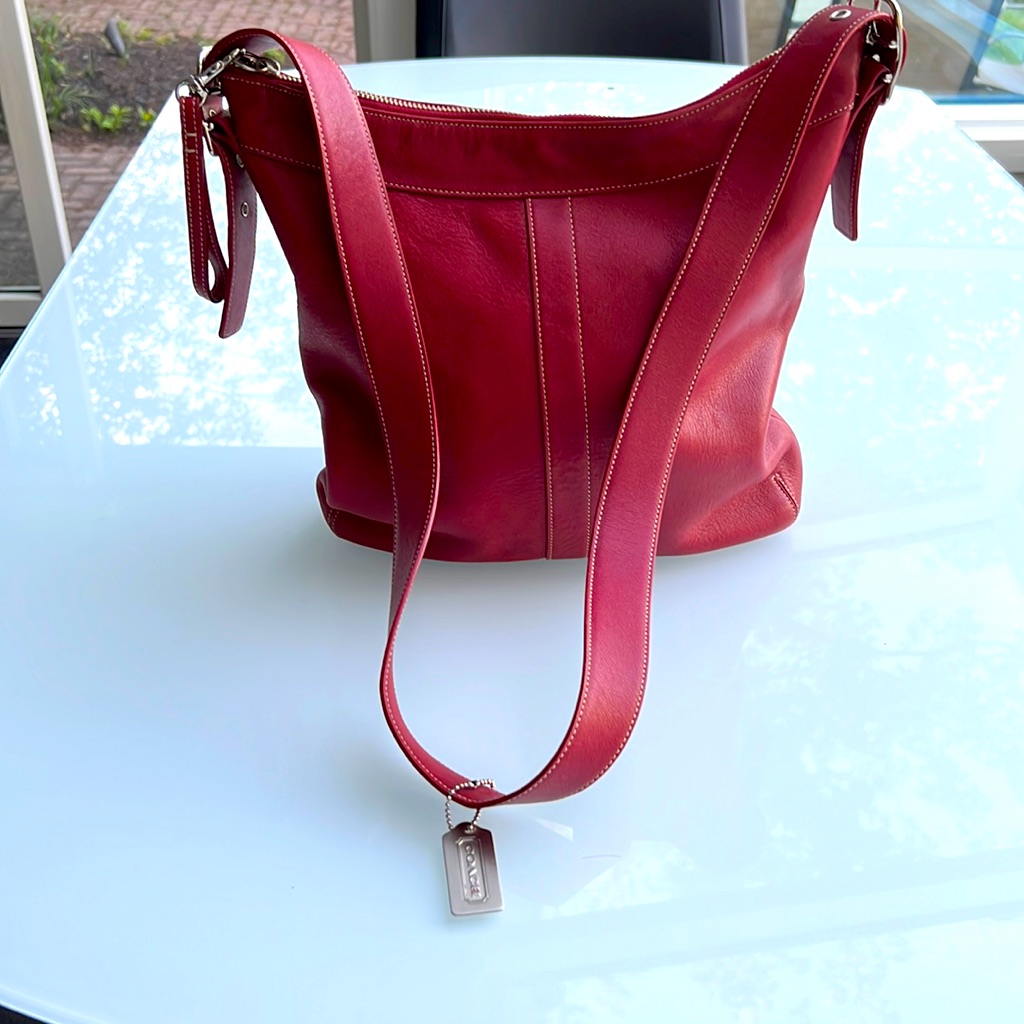 Coach Red Leather Shoulder Bag